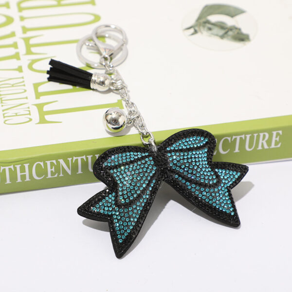 Wholesale Trendy Bow Rhinestone Keychain with Tassel Zinc Alloy Bag Decorative Accessory for Wedding Gift Boutique