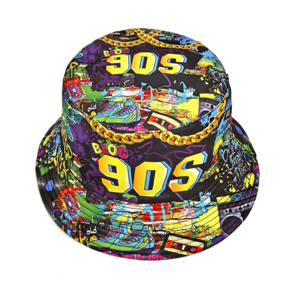 Wholesale 90s Retro Cassette Pattern Bucket Hat Unisex Trendy Sun Protection Hat for Outdoor Activities