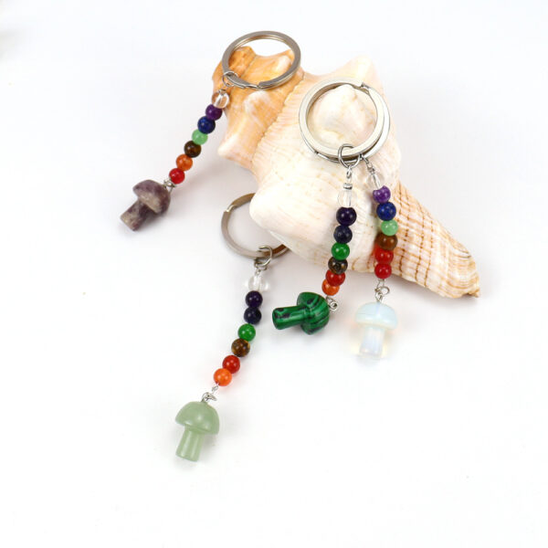 oly-6ae7eab5d6934e52317be79da2067d25 Wholesale Pastoral Style Crystal Bead Mushroom Keychain Car Key Accessory Gift