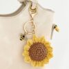 oly-6af2ad58ee835fde2e1b298d73dc03e9 Wholesale Wool Crochet Sunflower Keychain with Bee Pendant - Gift, Bag Charm, Car Key Accessory