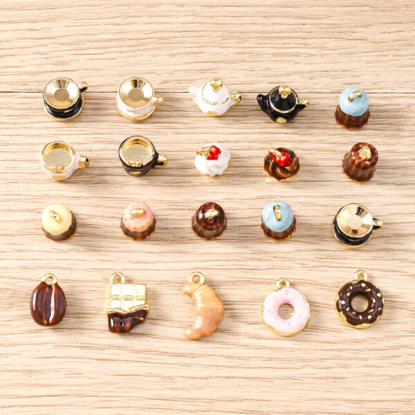 Wholesale 5pcs Blue Cake Donut Pendant Charms Zinc Alloy DIY Jewelry Making Keychain Bag Charm