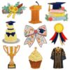 oly-6b0431ce2cffc4affe191005bb710ddb Wholesale Graduation Themed Cartoon Embroidered Patches 9-Piece Set, Decorative Craft Supply Gift
