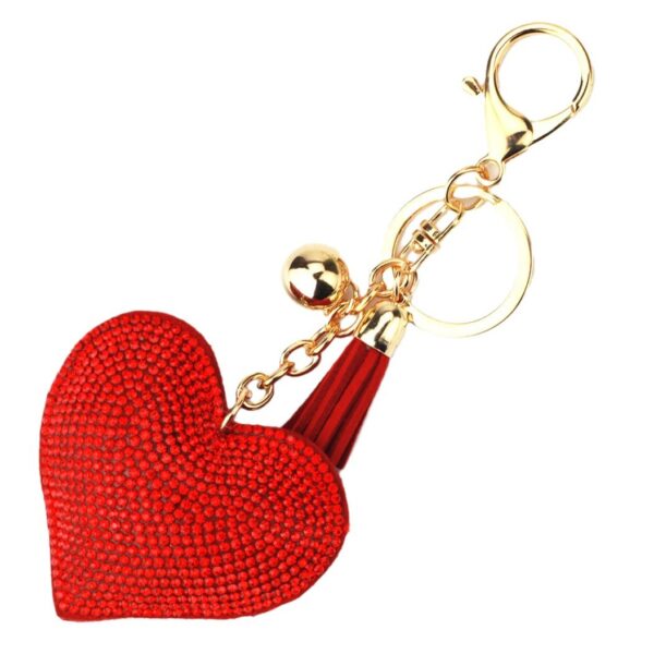 Wholesale Korean Velvet Rhinestone Heart Tassel Keychain Bag Charm Wedding Gift