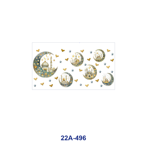 oly-6b1c4943ce128db57a8342b5f331d411 Wholesale 5pcs Watercolor Golden Crescent Moon Star Retro Dome Building Mixed Decor Prints 16oz Cup UV DTF Wraps