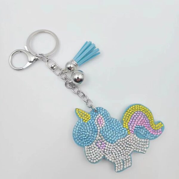 Wholesale Cartoon Rainbow Unicorn Rhinestone Keychain Car Key Accessory Resale Gift