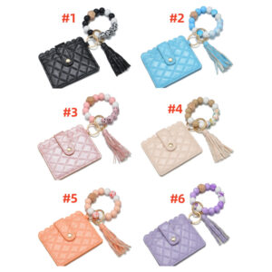 oly-6b70d2b1e26820a5cd63f562e10743da Wholesale Geometric PU Leather Bracelet Card Holder Keychain Women's Everyday Accessory Gift