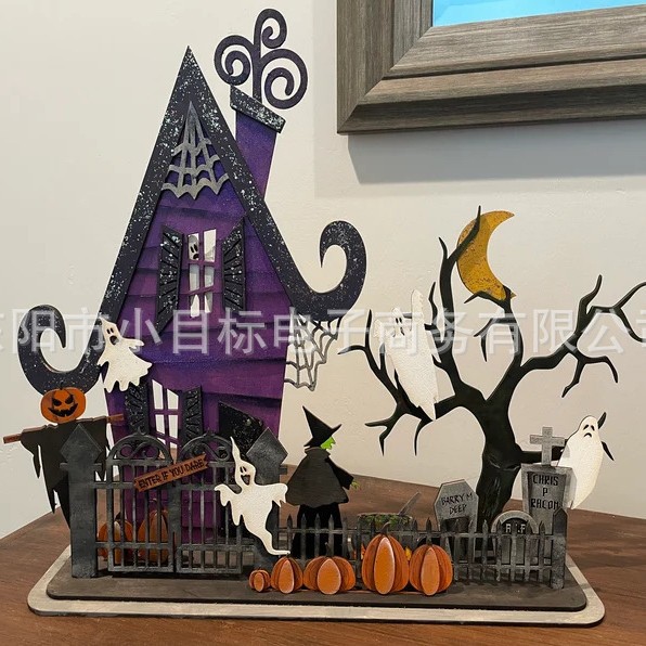 Wholesale Halloween DIY Witch Castle Ornament with Ghosts and Dead Tree for Home Decor Resale Gift