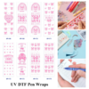 Wholesale 2/8/16pcs UV DTF Stickers Pink Bow Heart Rainbow Mama Mini Coquette Print Pen and Bookmark Stickers