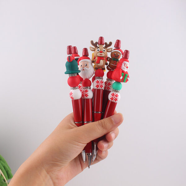 oly-6bc21947b9361d8ca93f5ef278f4c62f Wholesale Creative Silicone Christmas Penguin Beaded Pen DIY Decorative Writing Pen
