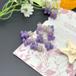 Light dark purple / Bear pendant (single)