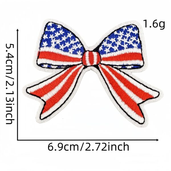 oly-6bcd924e509ccba35cafb98e42662f92 Wholesale US Flag Embroidered Bow Patch Decorative Accent for Fashion Accessory Boutique Resale