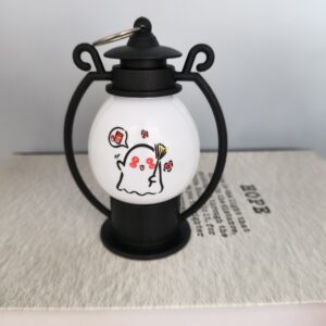 Ghost holding broom kerosene lamp