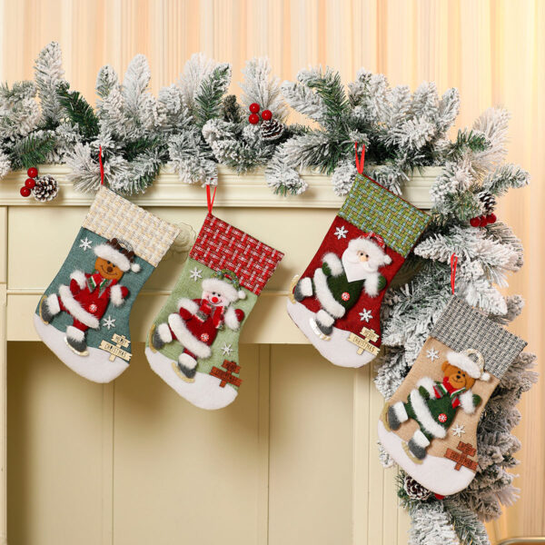 Wholesale Plush Cartoon Christmas Stocking Gift Bag Decorative Accessory Tree Hanging