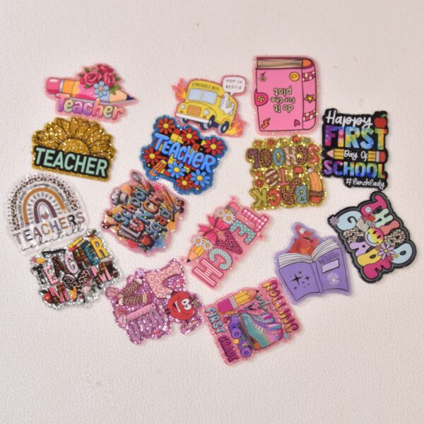 oly-6bff883131ea651fff6174500b354927 Wholesale Random Different Styles 20pcs 30pcs Back to School Theme Acrylic Flat Backs