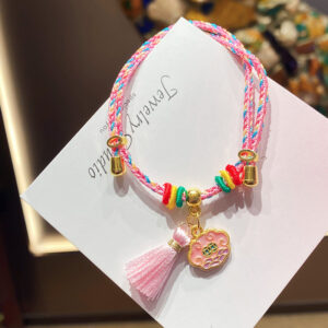 Pink safety lock with colorful rope and tassel bag