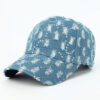 oly-6c4b23109a5fc623057c9585d17428ec Wholesale Sequin Denim Baseball Cap Light Blue Adjustable Wide Brim Trendy Unisex Fashion Accessory for Resale