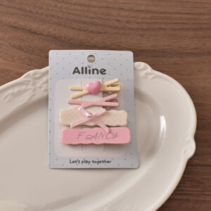 3# pink cross vertical stripes-4 piece set