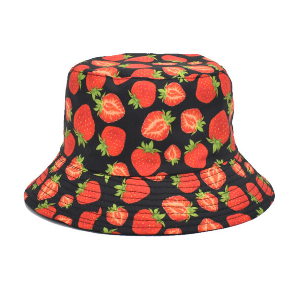 Wholesale Strawberry Print Double Sided Fisherman Hat Sunscreen Casual Hat for Travel