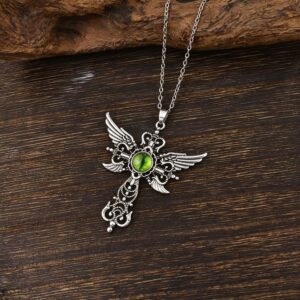 Angel wings pendant necklace-green one