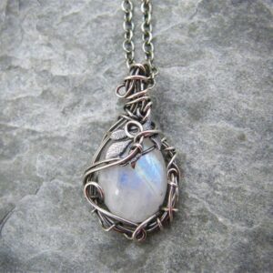 Wholesale Vintage Moonstone Drop Necklace Alloy Water Wave Chain Wedding Jewelry Gift