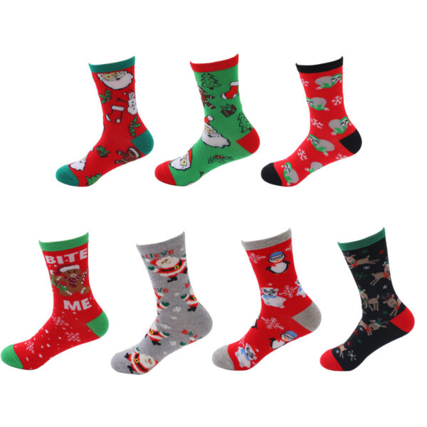 Wholesale Fashion Christmas Cotton Socks Elk Snowman Mid Calf Socks for Women Gift