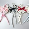 oly-6cd376e81c03e2ba50db652d47e24272 Wholesale Yarn Handmade Lace Bow Keychain Bag Charm Color Block Pink Boutique Resale