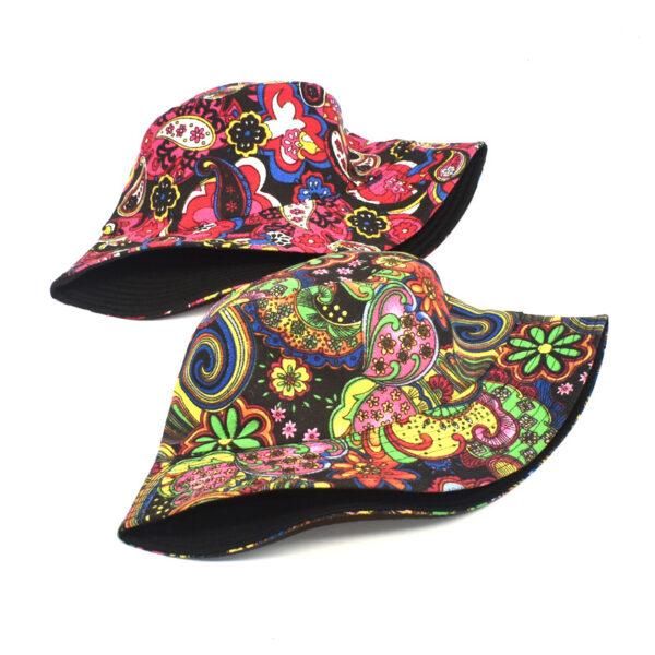oly-6ce48a984bc64bd5036344f8d563dae9 Wholesale Printed Fisherman Hat Wide Brim Flat Top Sun Protection Bucket Hat for Women Outdoor Travel Casual Summer Wear Gift