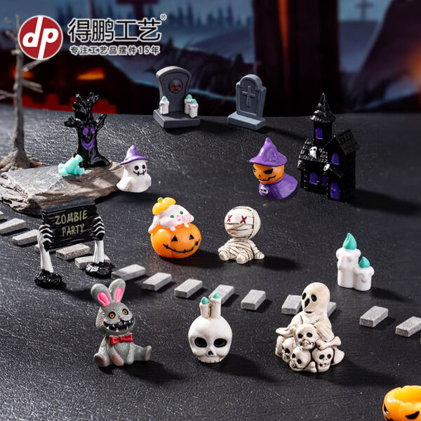 oly-6cee1f0607aca2e36f431819d417ab15 Wholesale Halloween Resin Mummy Skull Rabbit Ghost Pumpkin Ornament - European Style Home Decor