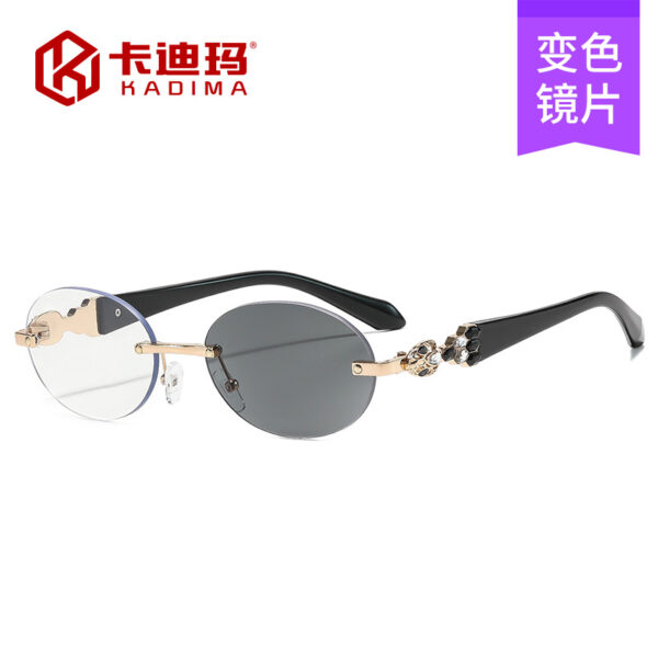 Wholesale Trendy Oval Frameless Sunglasses UV400 Gray Lens Gold Frame Fashion Accessory for Resale
