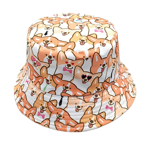 Wholesale Trendy Puppy Pattern Bucket Hat Reversible Sun Protection Outdoor Hat for Men Women