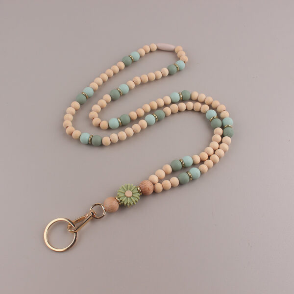 oly-6d250cd592572d723458eeb8f772ad1e Wholesale Wood Bead Silicone Lanyard Keychain Necklace Fashion Accessory Gift for Teacher Nurse ID Badge