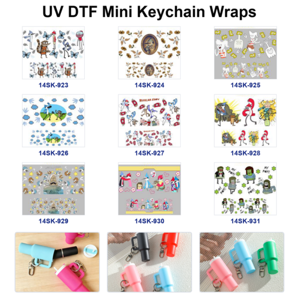 oly-6d2ca38d7882268c20b31e4dda9e4b0b Wholesale 2/4/8pcs Cartoon Animated Character Print Mini Cup Keychain Sticker OLY Exclusive