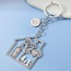 Wholesale Modern Minimalist House Shape Alloy Keychain Pendant with Figurine and Tree Decorative Gift for Couples