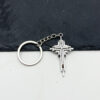 Wholesale Zinc Alloy Silver 3D Cross Keychain Pendant Vintage Punk Bag Charm