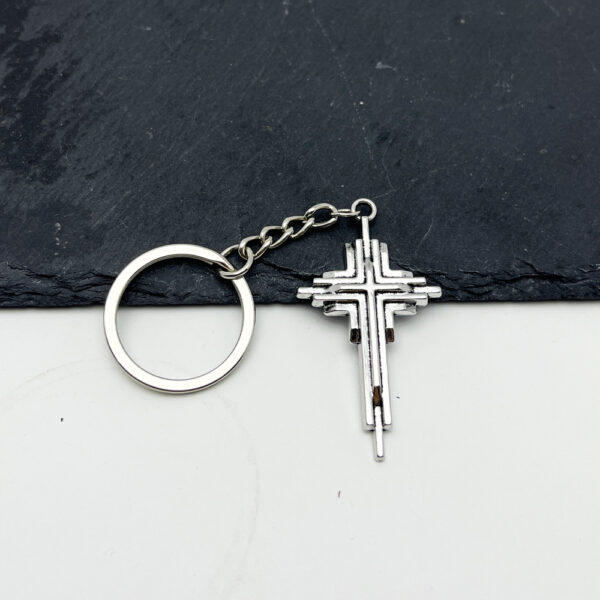 Wholesale Zinc Alloy Silver 3D Cross Keychain Pendant Vintage Punk Bag Charm