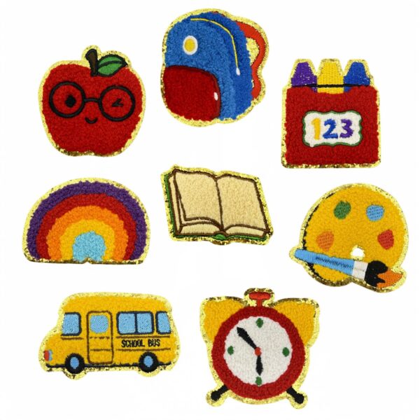 oly-6dbad36c5ab5b63a233f26d638ec17a4 Wholesale Cartoon Embroidery Patches Gold Edge Towel Cloth Sticker for Children Clothing Bags Decor Iron-On Fashion Accessory
