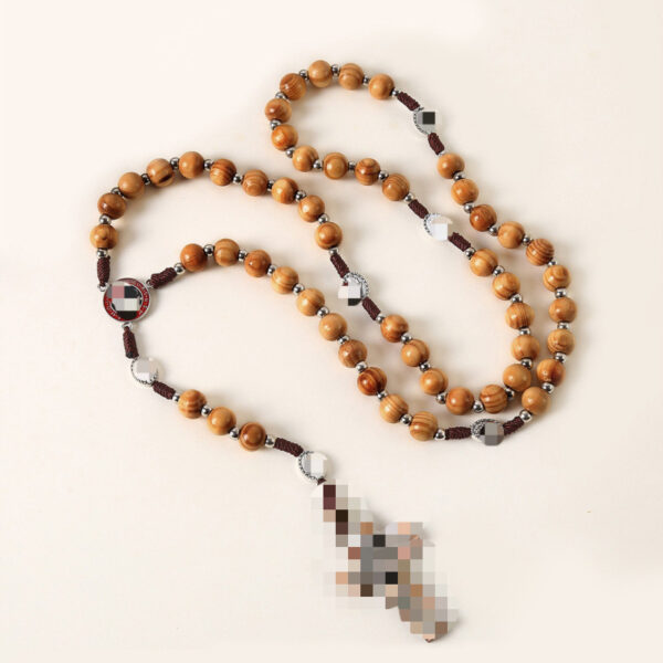 oly-6dc6a993ad6b10d995f4cede1932a7d8 Wholesale Handmade Wooden Cross Necklace Coffee Color Ball Chain Jewelry Accessory