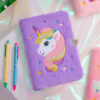 oly-6dd63968cfaf1e085440e80b3c2ec0de Wholesale Plush Unicorn A5 Lock Diary Cute Notebook for Children Fun Gift Idea