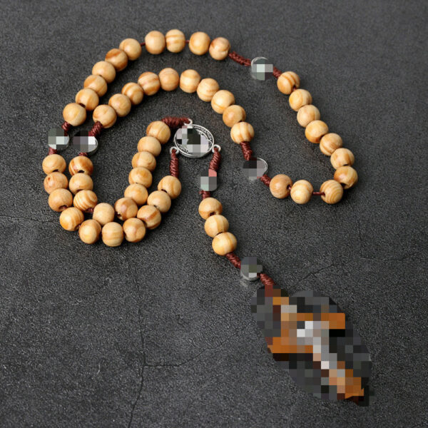 oly-6ddae1c1d2955f718bc602ccaf8cf0ec Wholesale Handmade Wood Cross Rosary Necklace Black Ball Chain Fashion Jewelry Accessory for Everyday Wear