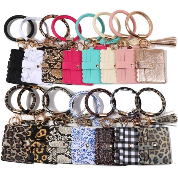 Wholesale American Country Style PU Leather Tassel Bracelet Keychain Card Holder Fashion Accessory Gift for Everyday Wear