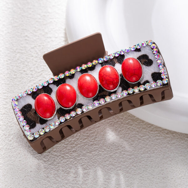 oly-6e0400948f8705e7e9d62b90b812e340 Wholesale Bohemian Turquoise Hair Clip Leopard Print Acrylic Duckbill Claw Clip Fashion Hair Accessory for Women