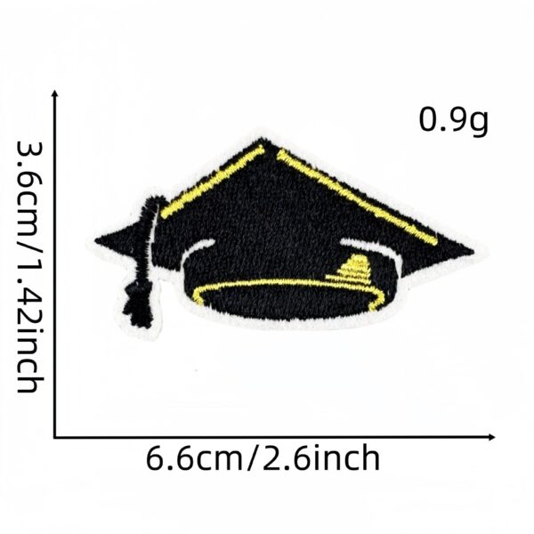 oly-6e047a7e99aeb3b6ac94b0d0c473ba13 Wholesale Graduation Season Embroidered Patches – Black Gold Cartoon Design, Polyester Thread, Hot Melt Backing, for Caps & Bags