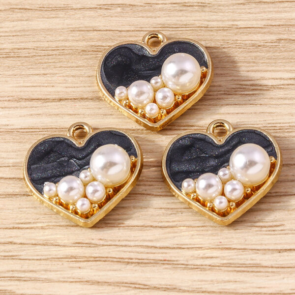 Wholesale 10 Pcs Pink Heart Pendants with Pearl Inlay Romantic DIY Fashion Accessory