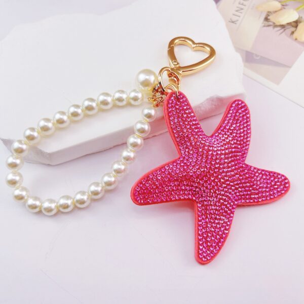 Wholesale Rhinestone Starfish Car Keychain Bag Charm for Wedding Gift Boutique Resale