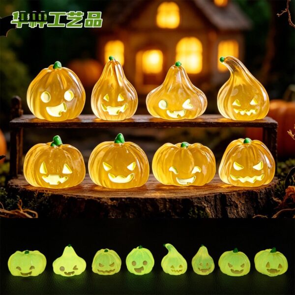 Wholesale Glow-in-the-Dark Resin Halloween Pumpkin Car Desktop Decoration Gift for Boutique Resale