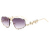 Wholesale Rhinestone Cyberpunk Sunglasses UV400 Full Frame Black Grey Trendy Fashion Accessory