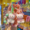 Wholesale Trendy Korean Style KT Cat Resin Keychain, Cute Beaded Bag Charm for Women, Car Key Accessory Gift OLY Exclusive