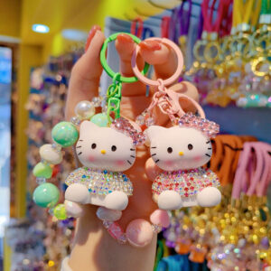 oly-6e36ac629d550b22c694fd3cf36a4ec8 Wholesale Trendy Korean Style KT Cat Resin Keychain, Cute Beaded Bag Charm for Women, Car Key Accessory Gift OLY Exclusive
