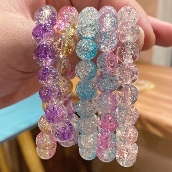 oly-6e3c6a989955e8bcf70596e9aaeebe56 Wholesale Crushed Glass Bead Bracelet TwoColor Ice Transparent for Kids Jewelry Accessory