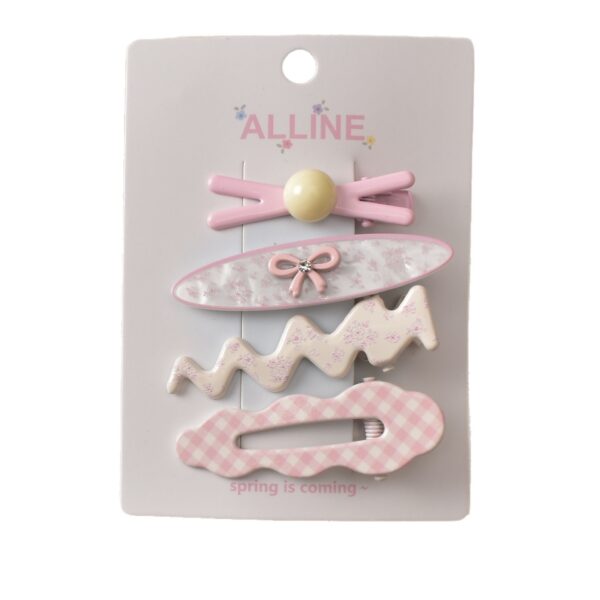Wholesale Spring Floral Metal Hair Clip 4pcs Pink Bow Boutique Resale Accessory